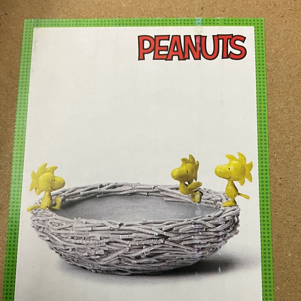 🆕 Peanuts Gray Woven Birdbath with 3 Woodstock Characters NIB